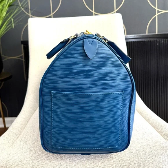 Authentic Louis Vuitton Keepall 45 blue Epi leather travel bag unisex - Picture 10 of 16